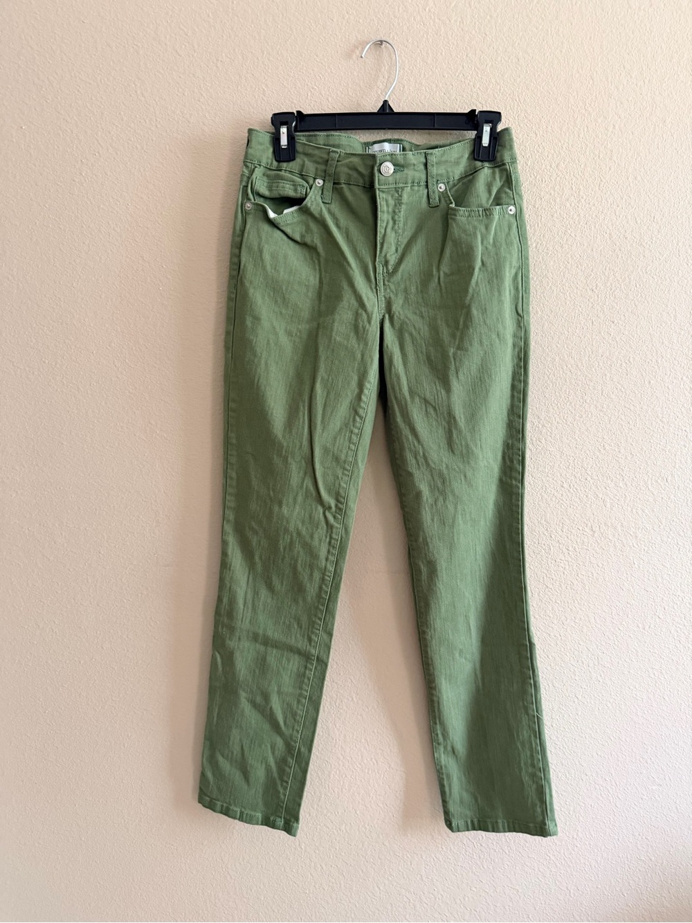 Crown & Ivy Straight Leg Green Denim Pants